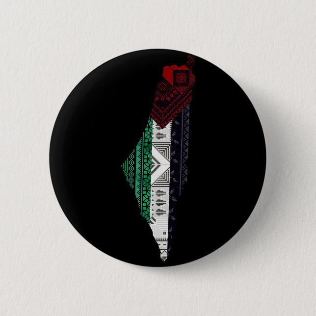 Bóton Redondo 5.08cm Bordado Palestino tatreez Mapa de bandeira livre (Frente)
