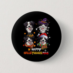 Bóton Redondo 5.08cm Border Collie Dog Hallothanksmas Halloween