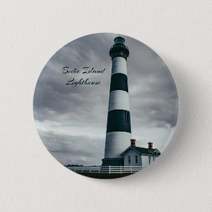 Bóton Redondo 5.08cm Bordie Island Lighthouse preto e branco