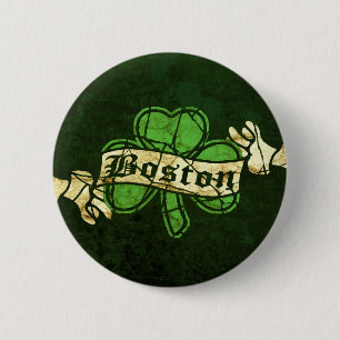 Bóton Redondo 5.08cm Boston Shamrock Vintage Style