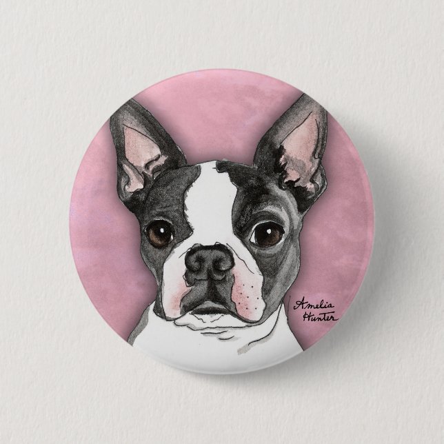 Bóton Redondo 5.08cm Boston Terrier (Frente)