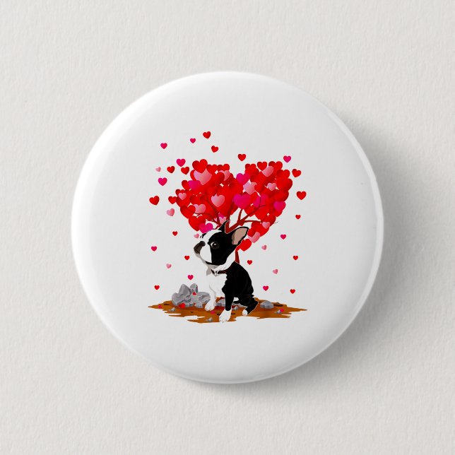 Bóton Redondo 5.08cm Boston Terrier Lover Heart Shape Boston Terrier Va (Frente)