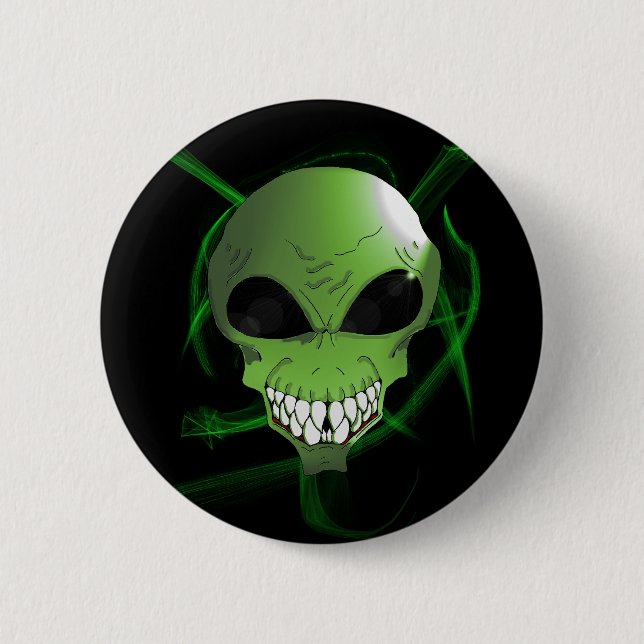 Bóton Redondo 5.08cm Botão alienígena verde (Frente)