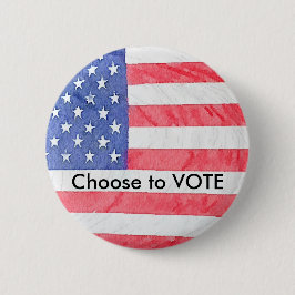 Bóton Redondo 5.08cm Botão American Flag USA "Choose to Vote" (Escolher