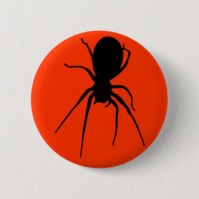 Bóton Redondo 5.08cm Botão Aranha Negra Laranja-Assustadora (Frente)
