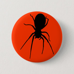 Bóton Redondo 5.08cm Botão Aranha Negra Laranja-Assustadora