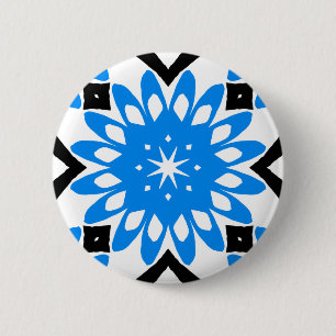 Bóton Redondo 5.08cm Botão azul da flor da arte da mandala