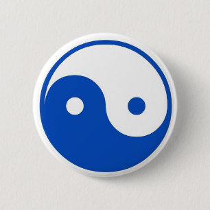 Bóton Redondo 5.08cm Botão azul de Yin-Yang