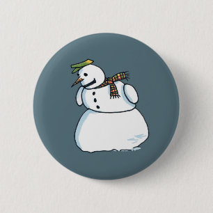 Bóton Redondo 5.08cm Botão azul do boneco de neve