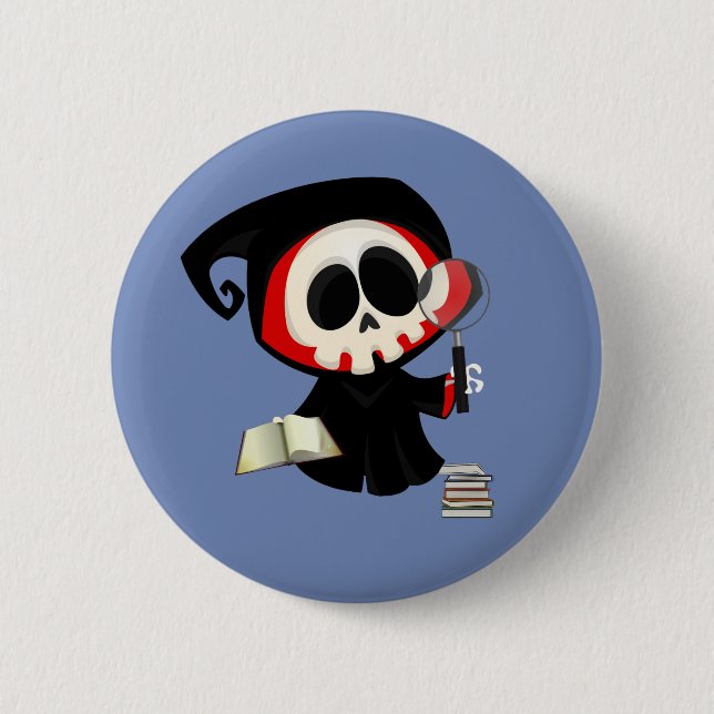 Bóton Redondo 5.08cm Botão azul do clube de leitura (Frente)