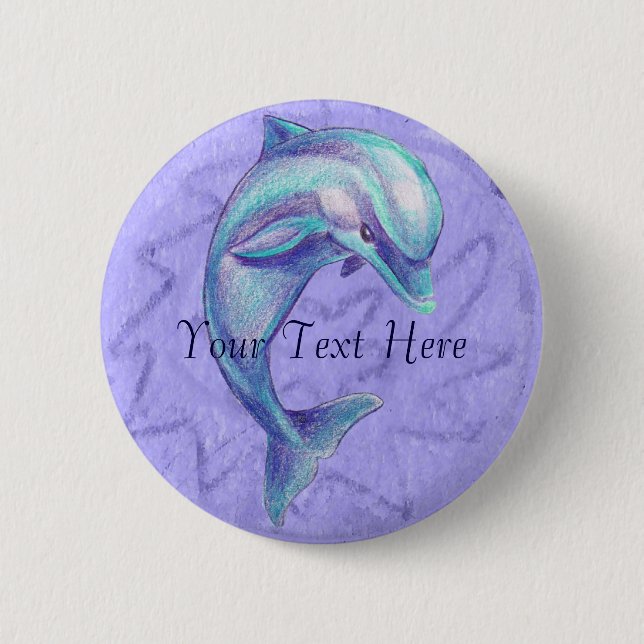 Bóton Redondo 5.08cm Botão azul do golfinho (Frente)