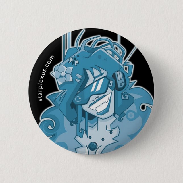 Bóton Redondo 5.08cm botão azul elétrico (Frente)