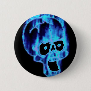 Bóton Redondo 5.08cm Botão azul flamejante assustador do Dia das Bruxas