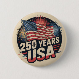 Bóton Redondo 5.08cm Botão Bandeira Americana Vintage 250 Anos EUA
