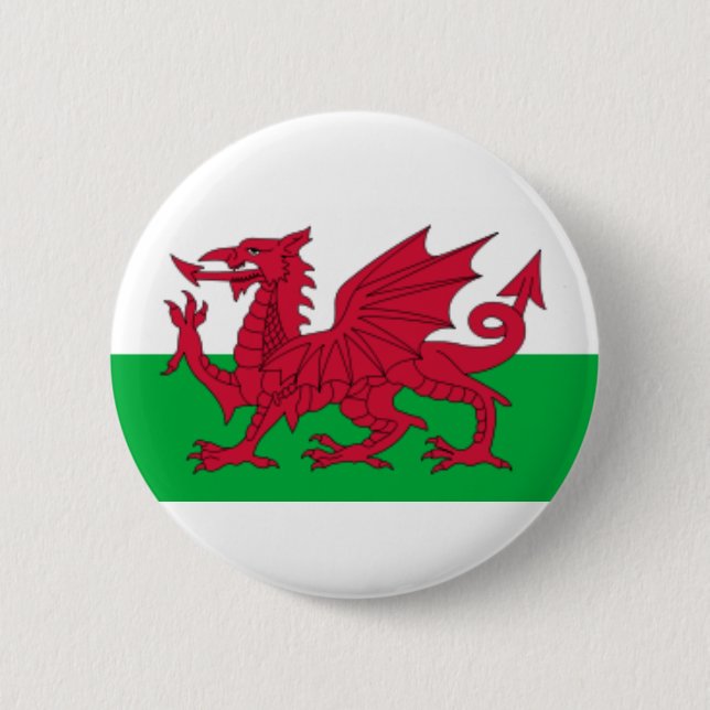 Bóton Redondo 5.08cm Botão - Bandeira do Welsh (Frente)