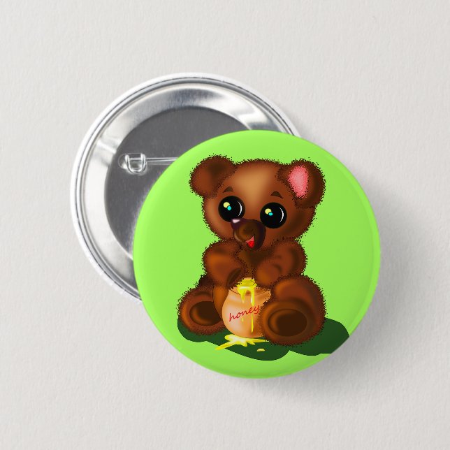 Bóton Redondo 5.08cm Botão Bear Urso - Sua Cor (Frente & Verso)