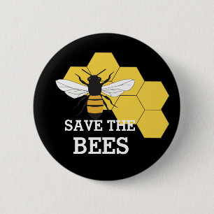 Bóton Redondo 5.08cm Botão Beekeeper Save the Bees