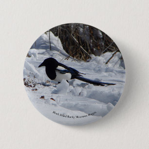 Bóton Redondo 5.08cm Botão Black Billed Mountain Magpie