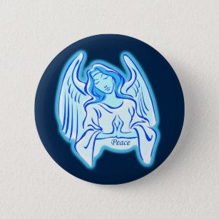 Bóton Redondo 5.08cm Botão Blue Angel Of Peace