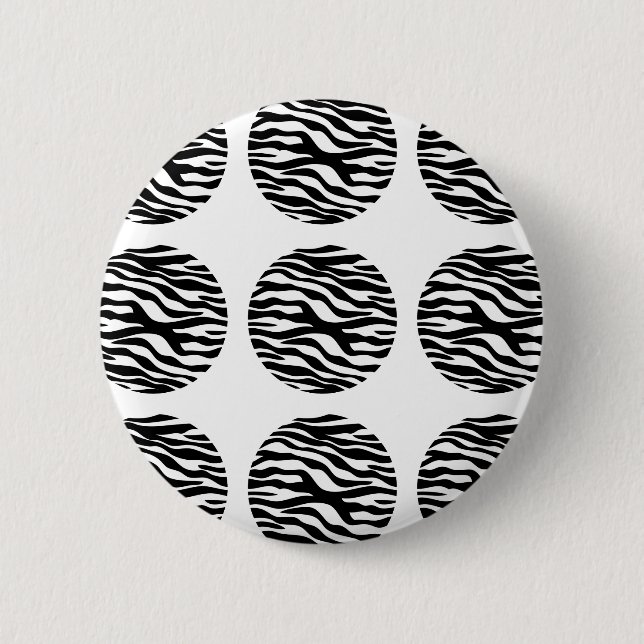 Bóton Redondo 5.08cm Botão Bolinhas de Impressão Zebra (Frente)