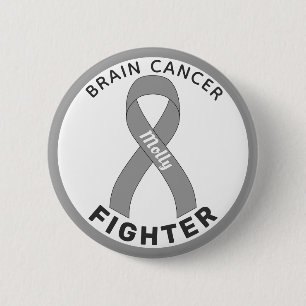 Bóton Redondo 5.08cm Botão Branco da Fita de Combate ao Cancer do Céreb