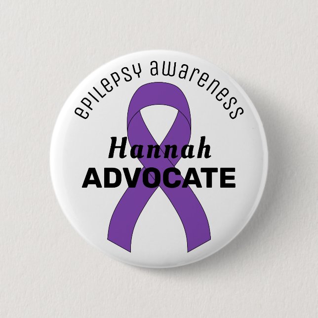 Bóton Redondo 5.08cm Botão Branco da Fita Epilepsia (Frente)