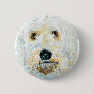 Bóton Redondo 5.08cm Botão branco de Labradoodle Maggie
