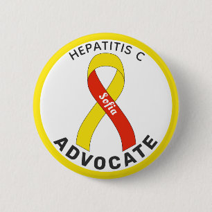 Bóton Redondo 5.08cm Botão Branco do Advocate da Hepatite C