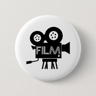 Bóton Redondo 5.08cm Botão Branco do Diretor de Filmes