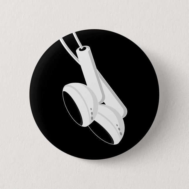 Bóton Redondo 5.08cm Botão branco dos fones de ouvido (Frente)