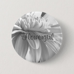 Bóton Redondo 5.08cm Botão branco e preto de Flowergirl da margarida d
