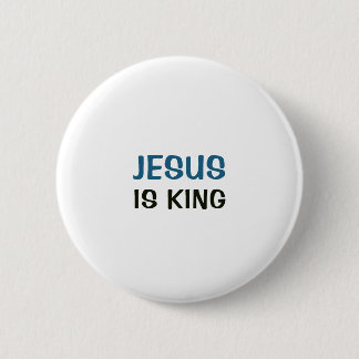 Bóton Redondo 5.08cm Botão Branco - Jesus é Rei