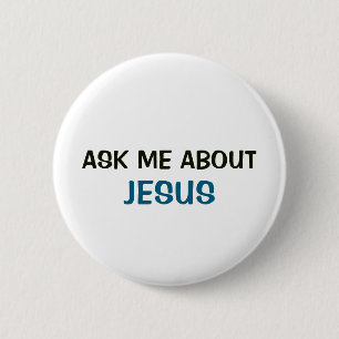 Bóton Redondo 5.08cm Botão Branco - Pergunte-me Sobre Jesus