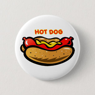 Bóton Redondo 5.08cm Botão Branco Personalizado de Cão Quente
