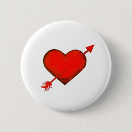 Bóton Redondo 5.08cm Botão branco vermelho de seta de Cupid