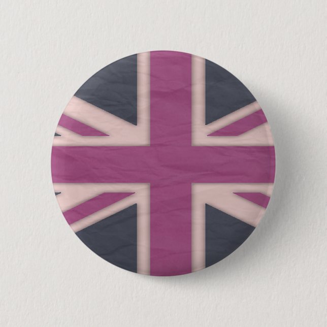 Bóton Redondo 5.08cm Botão britânico cor-de-rosa clássico (Frente)