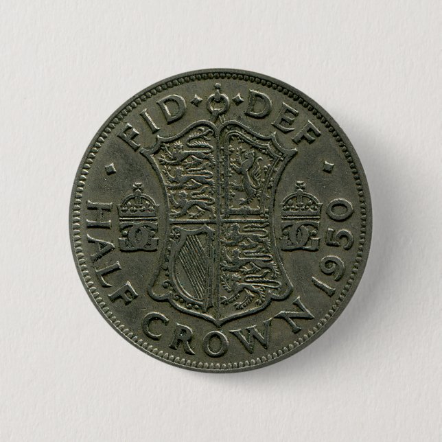 Bóton Redondo 5.08cm Botão britânico da meia coroa 1950 (Frente)