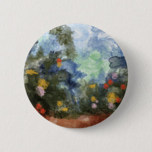 Bóton Redondo 5.08cm Botão, Caminho Florido Aquarela