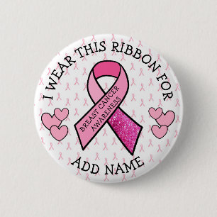 Bóton Redondo 5.08cm Botão Cancer de Mama Rosa Personalizado