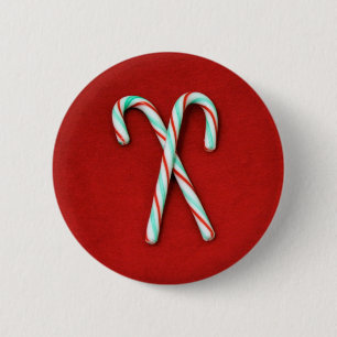 Bóton Redondo 5.08cm Botão Candy Cane