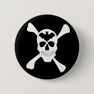 Bóton Redondo 5.08cm Botão Caveira E Crossbones