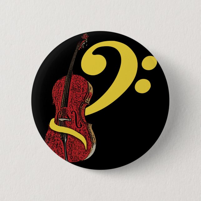Bóton Redondo 5.08cm Botão Cello Clef (Frente)