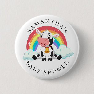 Bóton Redondo 5.08cm Botão Chá de fraldas do Rainbow Baby Cow