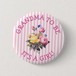 Bóton Redondo 5.08cm Botão Chá de fraldas GRANDMA para Flores Rosa