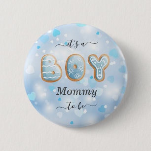 Bóton Redondo 5.08cm Botão Chá de fraldas Mamãe Azul para Ser Menino