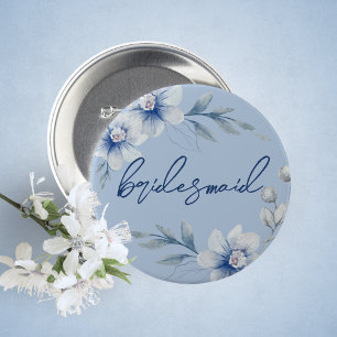 Bóton Redondo 5.08cm Botão Chá de panela Azul Bridesmaid
