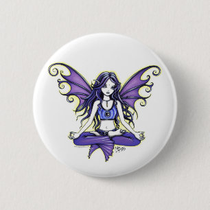 Bóton Redondo 5.08cm "Botão chique de Pinback da ioga violeta de Lotus