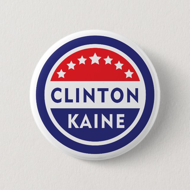 Bóton Redondo 5.08cm Botão Clinton/Kaine 2016 (Frente)