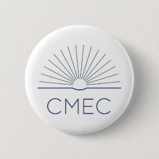 Bóton Redondo 5.08cm Botão CMEC - branco com o logotipo do marinho