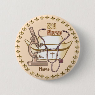 Bóton Redondo 5.08cm Botão Colagem de Enfermeiro RN